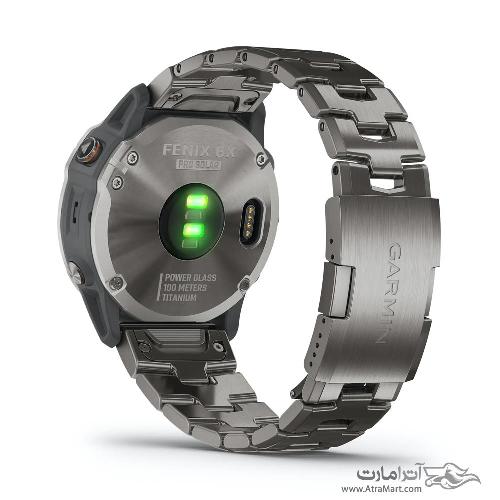 ساعت گارمین مدل Fenix 6X Pro Solar Edition titanium with vented titanium bracelet Garmin Fenix 6X Pro Solar Edition titanium with vented titanium bracelet Watch 010-02157-24