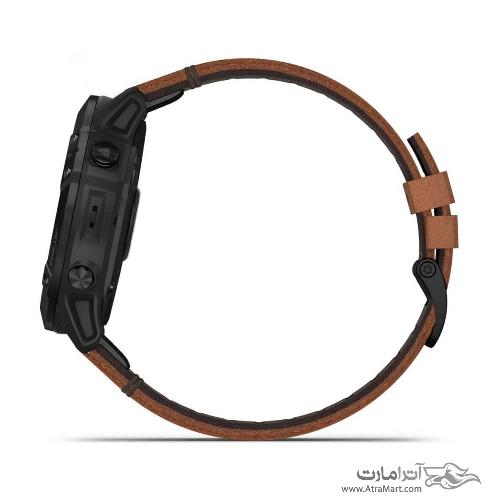 ساعت گارمین مدل Fenix 6X Pro and Sapphire editions Black DLC with chestnut leather band Garmin Fenix 6X Pro and Sapphire editions Black DLC with chestnut leather band watch 010-02157-14