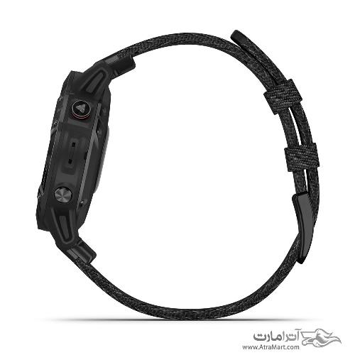 ساعت گارمین مدل Fenix 6 Pro and Sapphire Editions Black DLC with heathered black nylon band Garmin Fenix 6 Pro and Sapphire Editions Black DLC with heathered black nylon band watch 010-02158-17