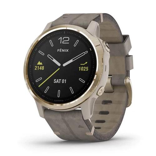 ساعت گارمین مدل Fenix 6S Pro and sapphire edition Light Gold tone with Shale Gray Leather Band Garmin Fenix 6S Pro and sapphire edition Light Gold tone with Shale Gray Leather Band watch 010-02159-40