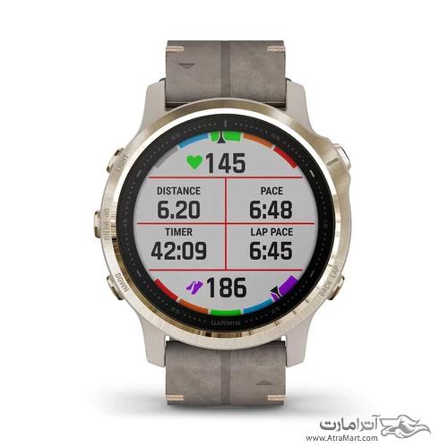 ساعت گارمین مدل Fenix 6S Pro and sapphire edition Light Gold tone with Shale Gray Leather Band Garmin Fenix 6S Pro and sapphire edition Light Gold tone with Shale Gray Leather Band watch 010-02159-40