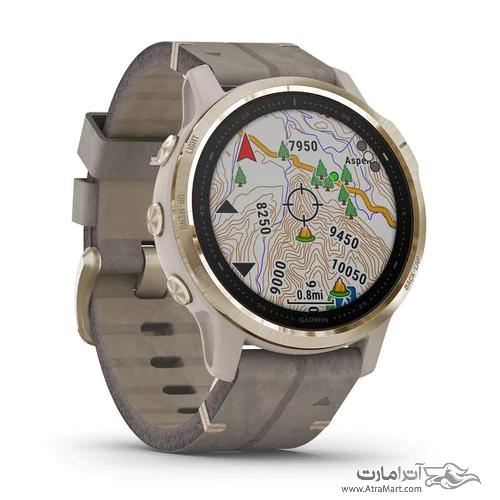 ساعت گارمین مدل Fenix 6S Pro and sapphire edition Light Gold tone with Shale Gray Leather Band Garmin Fenix 6S Pro and sapphire edition Light Gold tone with Shale Gray Leather Band watch 010-02159-40