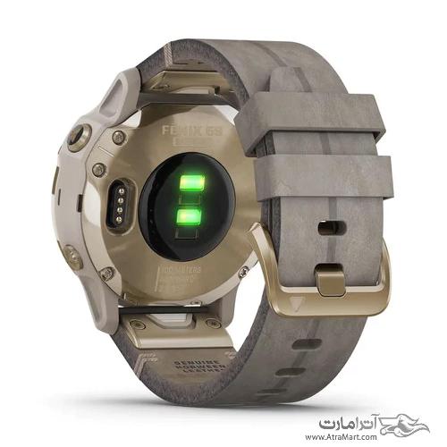 ساعت گارمین مدل Fenix 6S Pro and sapphire edition Light Gold tone with Shale Gray Leather Band Garmin Fenix 6S Pro and sapphire edition Light Gold tone with Shale Gray Leather Band watch 010-02159-40