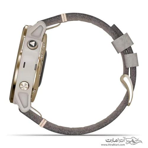 ساعت گارمین مدل Fenix 6S Pro and sapphire edition Light Gold tone with Shale Gray Leather Band Garmin Fenix 6S Pro and sapphire edition Light Gold tone with Shale Gray Leather Band watch 010-02159-40
