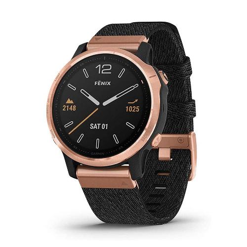 ساعت گارمین مدل Fenix 6S Pro and sapphire edition Rose Gold tone with Heathered Black Nylon Band Garmin Fenix 6S Pro and sapphire edition Rose Gold tone with Heathered Black Nylon Band watch 010-02159-37