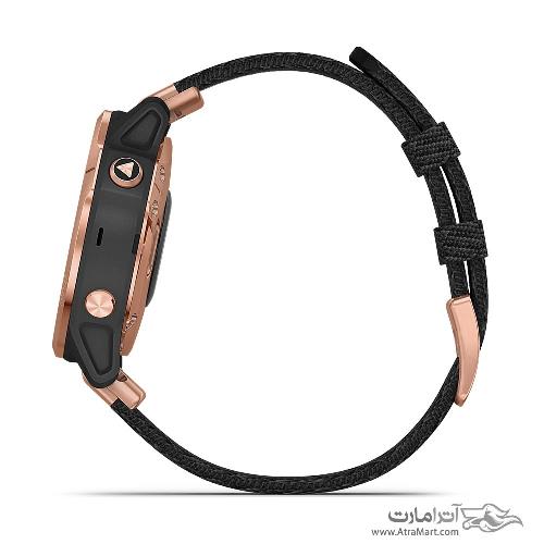 ساعت گارمین مدل Fenix 6S Pro and sapphire edition Rose Gold tone with Heathered Black Nylon Band Garmin Fenix 6S Pro and sapphire edition Rose Gold tone with Heathered Black Nylon Band watch 010-02159-37