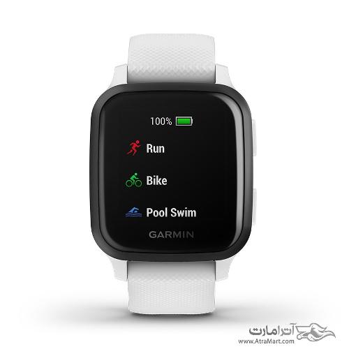 Garmin Venu Sq Music Edition Slate Aluminum Bezel with White Case and Silicone Band 010-02293-18