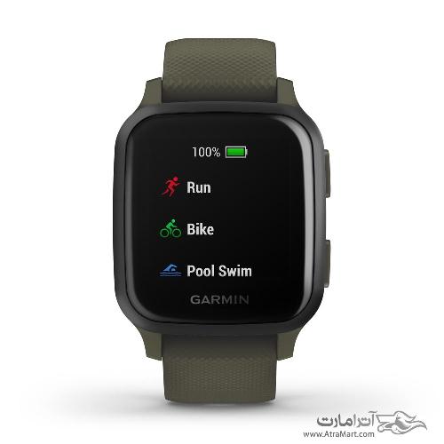 Garmin Venu Sq Music Edition Slate Aluminium Bezel with Moss Case and Silicone Band  010-02426-13