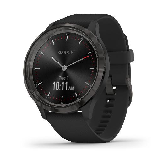 Garmin Vivomove 3 Slate stainless steel bezel with black case and silicone band  010-02239-01