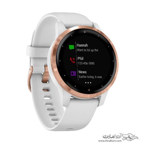 Garmin VivoActive 4S Rose Gold Stainless Steel Bezel with White Case and Silicone Band 010-02172-21