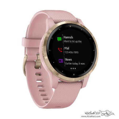 Garmin VivoActive 4S Light Gold Stainless Steel Bezel with Dust Rose Case and Silicone Band 010-02172-31