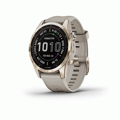 ساعت گارمین Fenix 7S Sapphire Solar Edition Cream Gold Titanium with Light Sand Band Fenix 7S Sapphire Solar Edition Cream Gold Titanium with Light Sand Band 010-02539-21