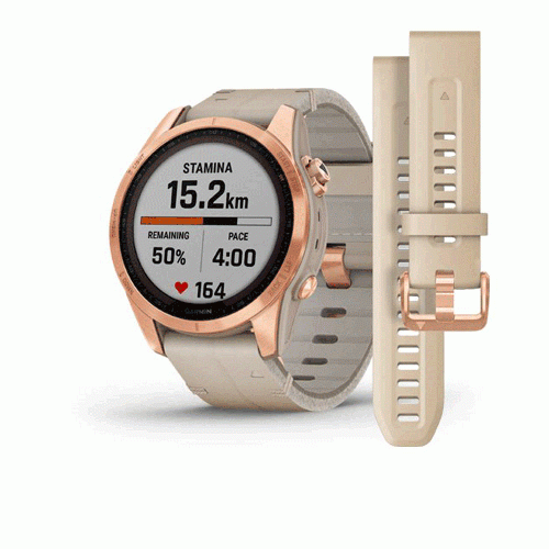 Fenix 7S Sapphire Solar Edition Rose Gold Titanium with Limestone Leather Band 010-02539-35