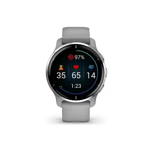 ساعت گارمین Venu 2 Plus Silver Stainless Steel Bezel With Powder Grey Case And Silicone Band Venu 2 Plus Silver Stainless Steel Bezel With Powder Grey Case And Silicone Band 010-02496-10