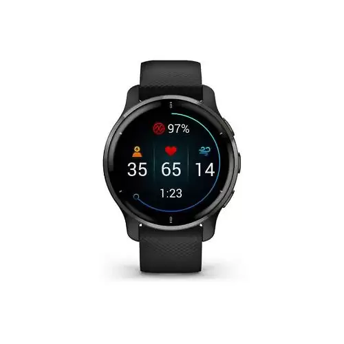 Venu 2 Plus Slate Stainless Steel Bezel With Black Case And Silicone Band 010-02496-11