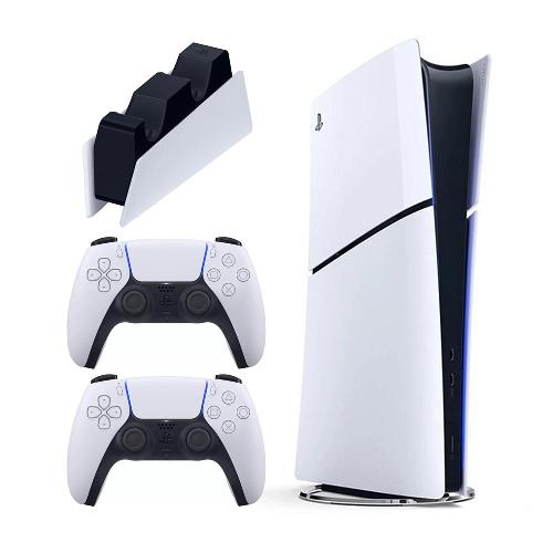 PlayStation 5 Slim Digital 2016 with White DualSense Controller and Charging Station - Region Europe