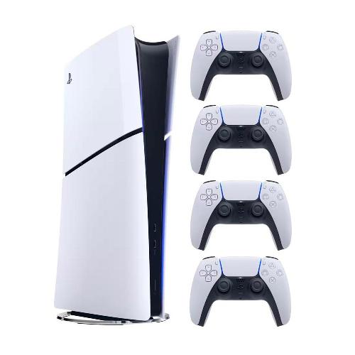 PlayStation 5 Slim Digital 2016 Edition with 3 White DualSense - Region Europe Game Console