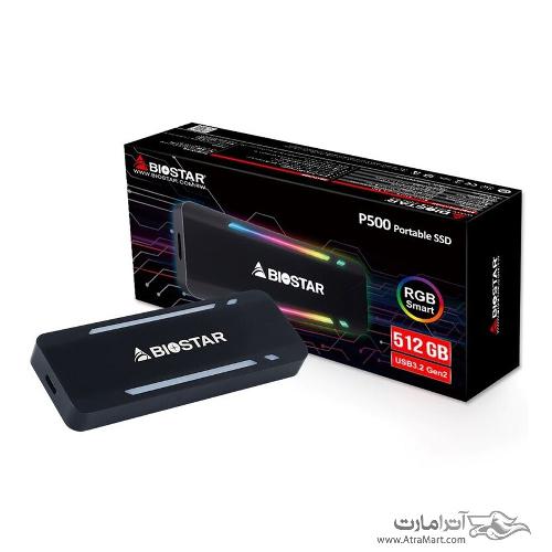 حافظه SSD اکسترنال بایوستار مدل P500 ظرفیت 512 گیگابایت Biostar P500 External SSD Drive - 512GB