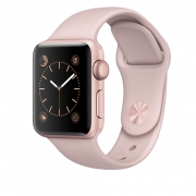 ساعت هوشمند اپل واچ سری 2 مدل Rose Gold Aluminum Case با دستبند اسپرت صورتی روشن Apple Watch 2 38mm Rose Gold Aluminum Case with Pink Sand Sport Band