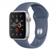ساعت هوشمند اپل واچ 5 مدل Silver Aluminum Case با دستبند آبی سرمه ای اسپرتی Apple Watch 5 GPS 40mm Silver Aluminum Case With Alaskan Blue Sport Band