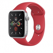 Apple Watch 5 GPS 44mm Silver Aluminum Case With RED Sport Band