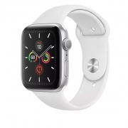 ساعت هوشمند اپل واچ 5 مدل Silver Aluminum Case با دستبند سفید اسپرتی Apple Watch 5 GPS 44mm Silver Aluminum Case With White Sport Band