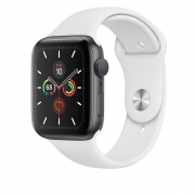 Apple Watch 5 GPS 44mm Space Gray Aluminum Case With White Sport Band