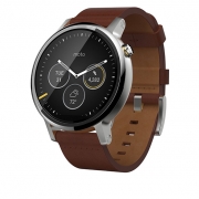 ساعت هوشمند موتورولا مدل Moto 360 نسل دوم سایز 46 میلیمتر با بند چرمی قهوه ای Motorola Moto 360 (2nd Gen) Mens 46mm Silver with Cognac Leather Smartwatch