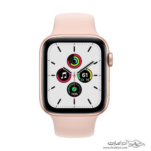 ساعت هوشمند اپل واچ سری SE مدل 44mm Gold Aluminum Case با بند صورتی اسپورتی Apple Watch Series SE 44mm Gold Aluminum Case with Pink Sand Sport Band